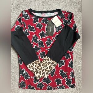 MonnaLisa Red Floral Top with Black Accents